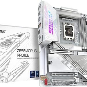GIGABYTE Z890 AORUS PRO ICE Intel Core Ultra (Series 2) LGA 1851 Motherboard, ATX, DDR5, 5X M.2, PCIe 5.0, Thunderbolt 4, WIFI7, 5GbE LAN, EZ-Latch